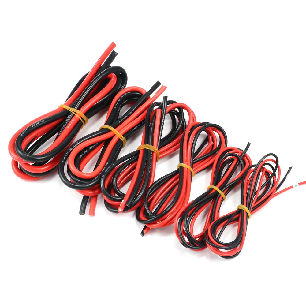 10m/lot Silicon Wire 8 10 12 14 16 18 20 22AWG Heatproof Soft Silicone Silica Gel Wire Cable (5m Red+5m Black) DIY Part