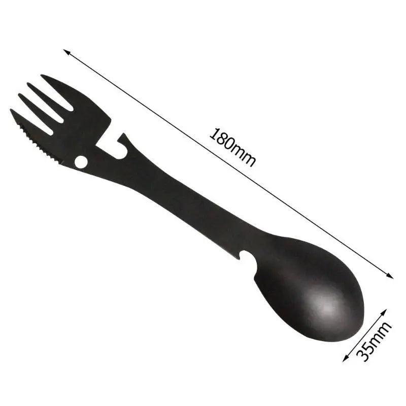Outdoor Survival Tools 5 in 1 Camping Multi-functional EDC Kit Practical Fork Knife Spoon Bottle/Can Opener Camping Multitool