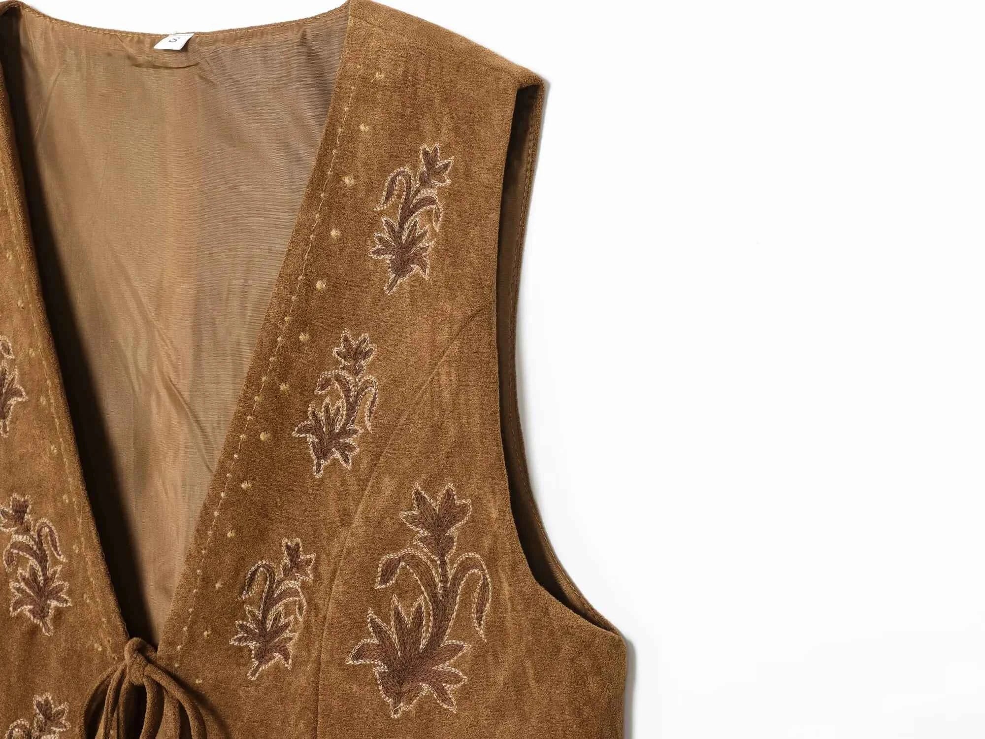 ZERAINS Autumn new women's clothing European and American style bead embroidery suede texture effect vest