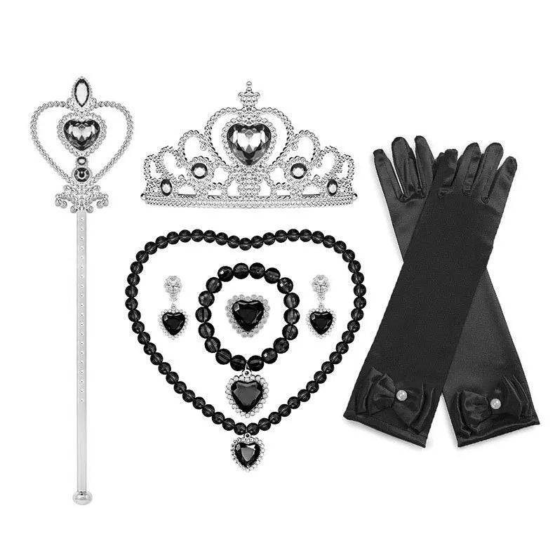 Girl Princess Costume Accessories Gloves Wand Crown Jewelry Set Princess Wig Braid Princess Dress Costume Cosplay Accessories