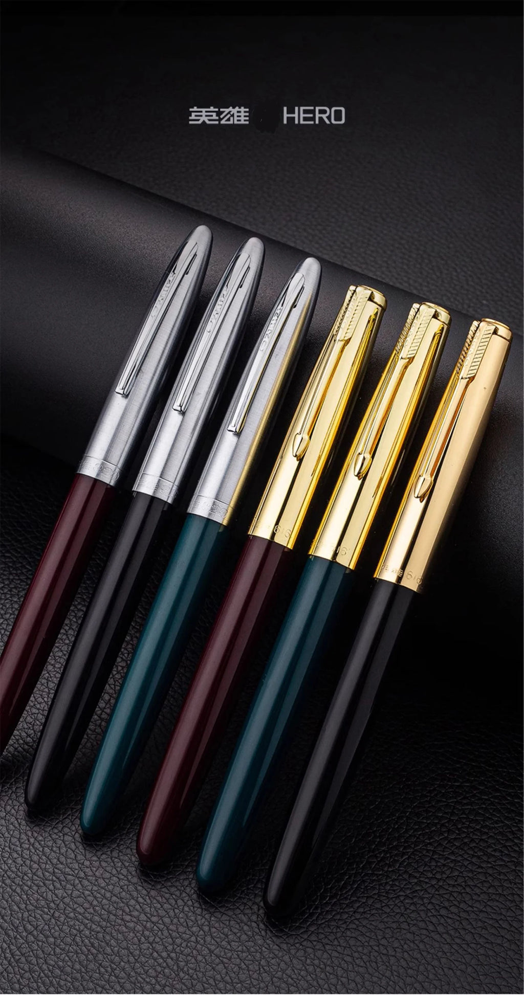 Hero 616S Classic Retro Fountain Pen Dark Tip 0.5mm Iridium Gold Nib Business Office Gift Student School Stationery Supplies