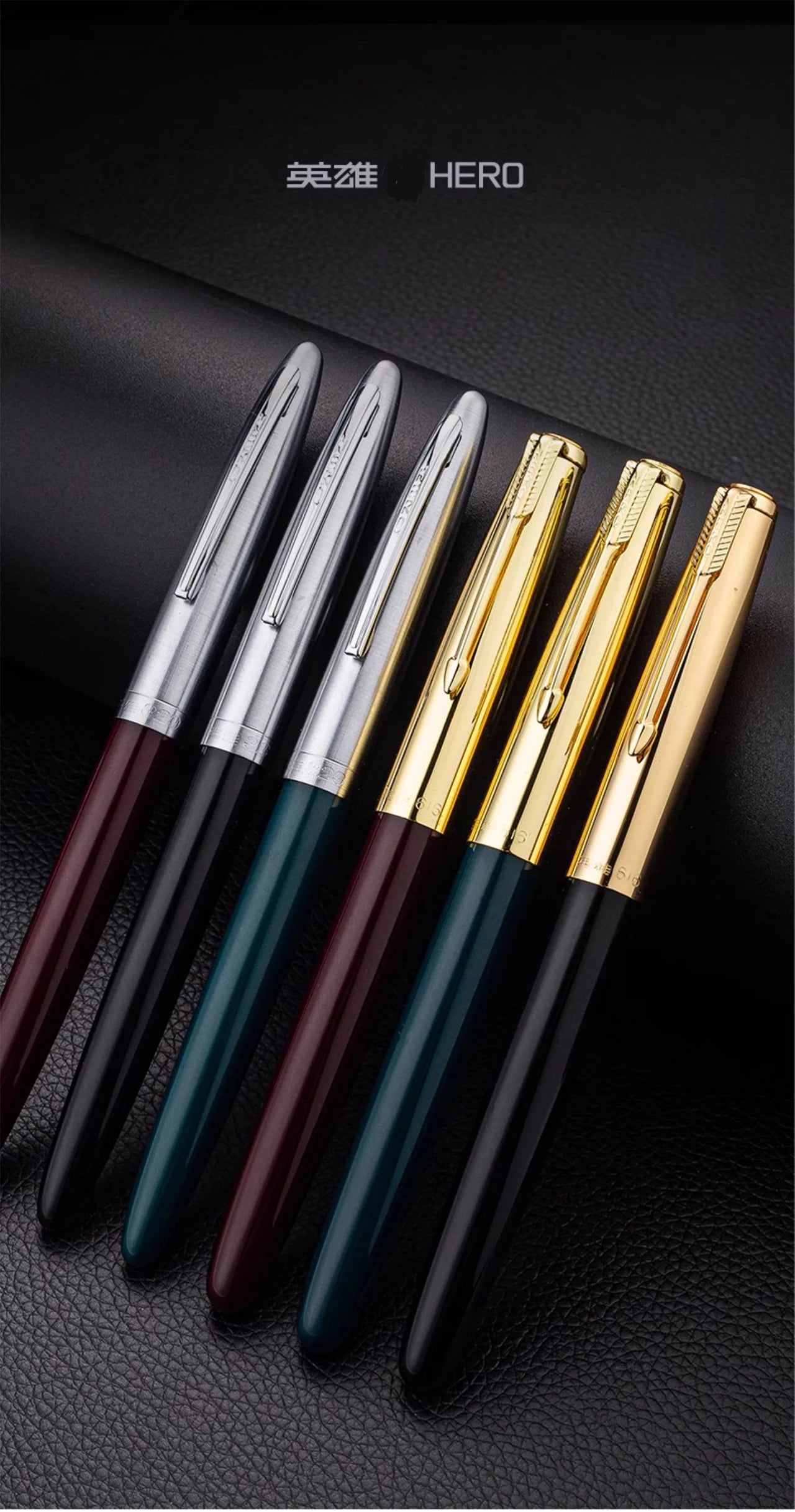 Hero 616S Classic Retro Fountain Pen Dark Tip 0.5mm Iridium Gold Nib Business Office Gift Student School Stationery Supplies
