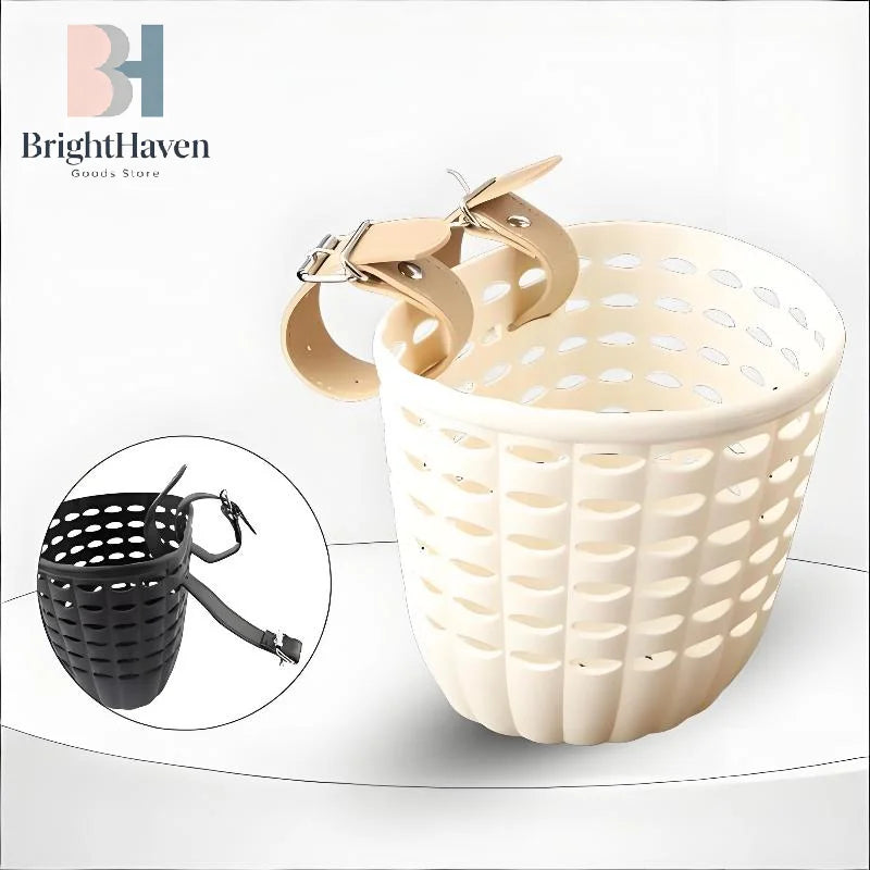 Kids Bike Basket Durable Storage Basket With Adjustable PU Straps Handlebar Basket For Children Girls Outdoor Biking Toddlers
