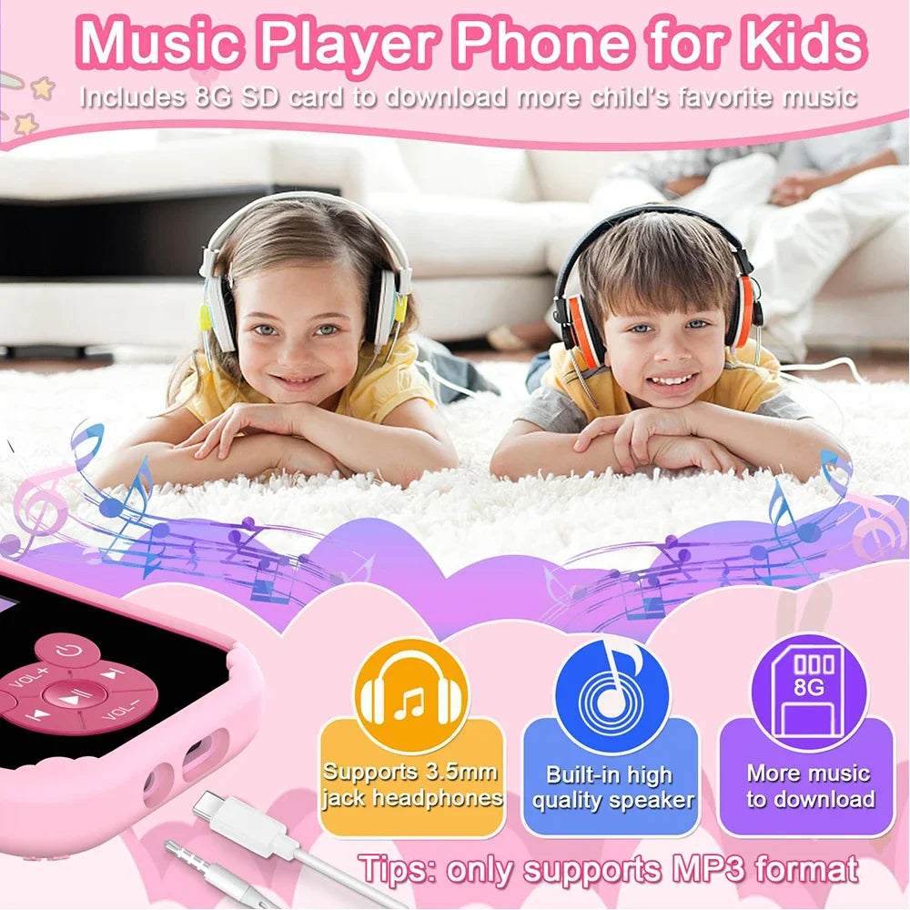 Interesting Kids Smart Learning Phone,8GB Memory Game Gift Educational Toy with Dual Camera &Music Player for Ages 3-12 Birthday
