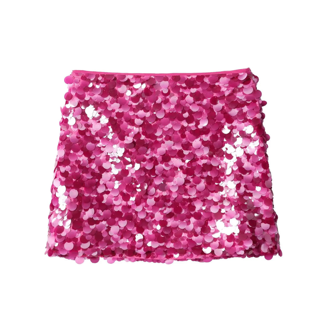 Sexy Woman Sequins Skirt High Waist Versatile Slim Mini Slim Skirts Zipper 2025 Summer Beach Style Women's New Skirt Y2K