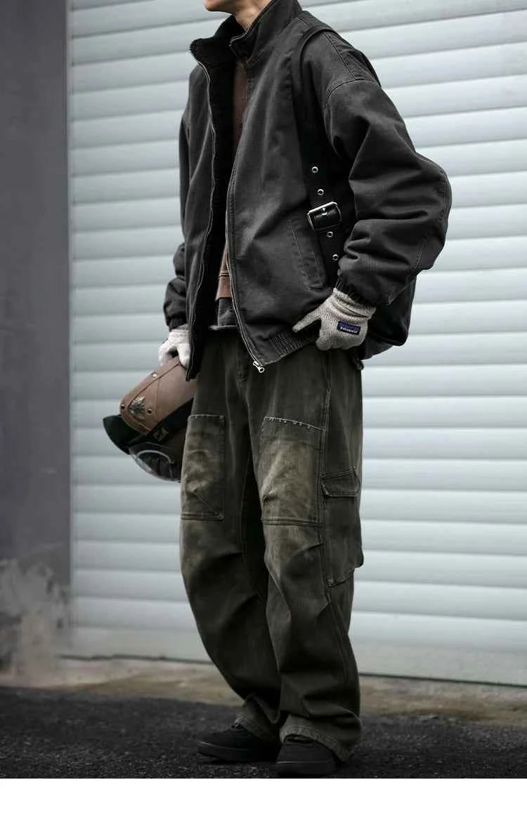 Japanese Vintage Polar Fleece Jacket Men Winter High Quality Thick Jacket Korean Streetwear Loose Couple Trendy Warm Coat Male