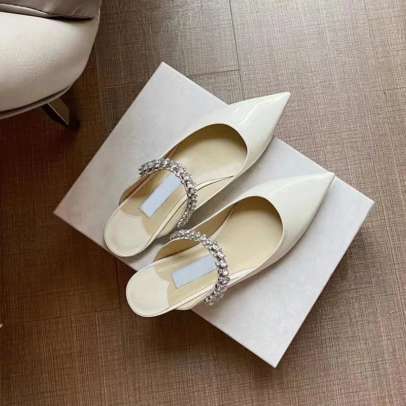 2025 Fashion Women Slippers Pointed Toe High Heels Sandals Sexy Stripper Party Slides Mule Ladies Shoes Slingbacks Slides