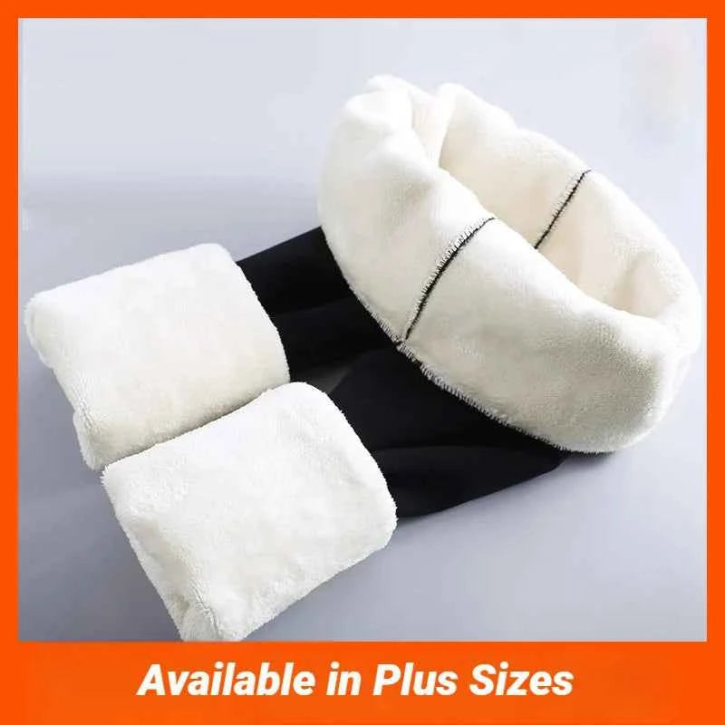 Women Thermal Leggings Winter Warm Sexy Elastic Translucent Pantyhose Female Fleece High Waist Slim Thicken Tight Pants Black