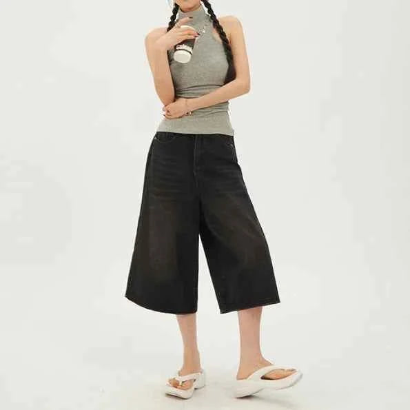 Fashion Harajuku Vintage High Waist 2000S Blue Denim Shorts Women's Casual Loose Fit Y2K Punk Streetwear Style Baggy Shorts