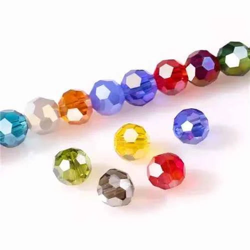 3 4 6 8mm Round Crystal Beads Faceted Colorful Glass Beads Loose Spacer Bead for Jewerly Making Needlework Bracelet Necklace DIY
