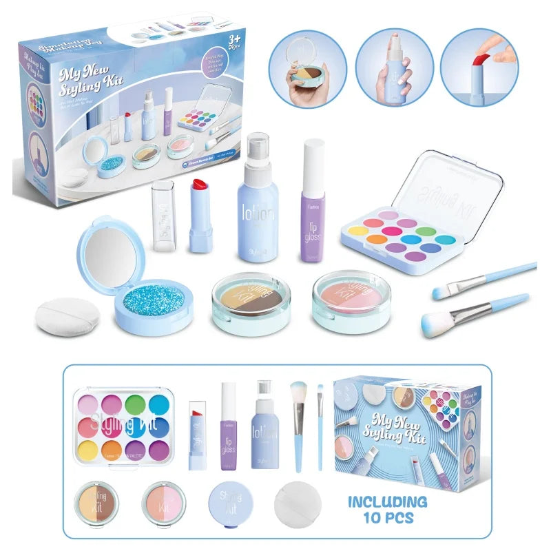 Kids Pretend Makeup Play Set for Ages 3-6 Girls, Children's Cosmetic Simulation Toy Kit, Fashion Styling Beauty Set For Girls