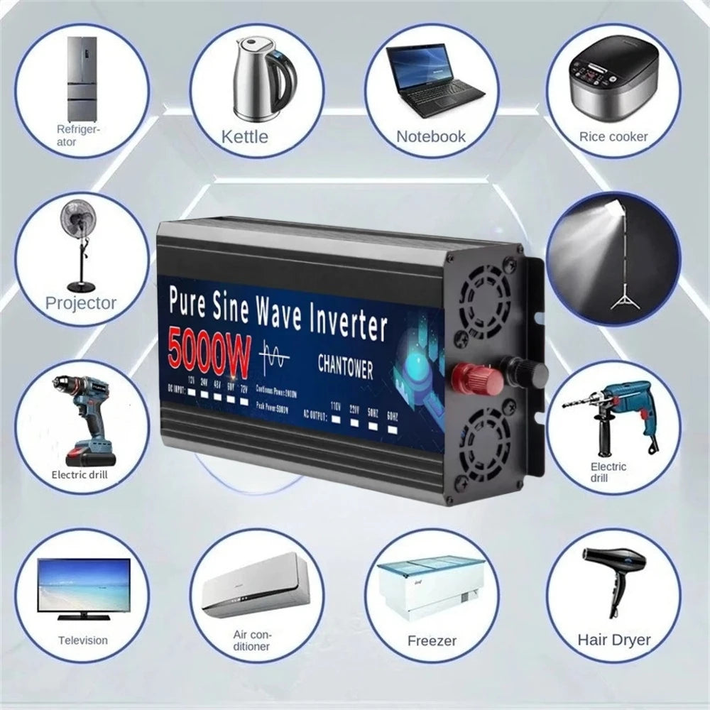 Pure Sine Wave Inverter 12V 220V 1000W-5000W DC 12v To AC 220v Power Supply Converter Car Solar Inverter