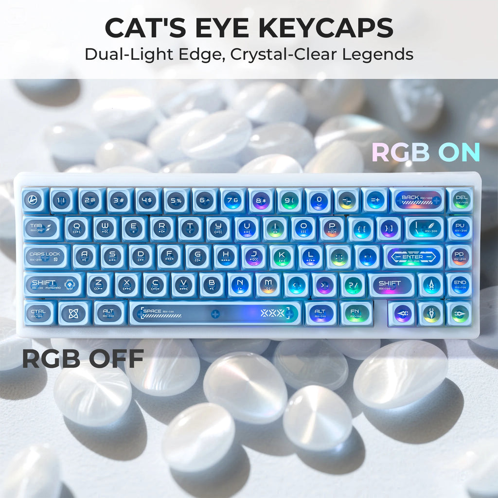 XVX White Shine Through Cats eye MAX Profile Dye-Sub PBT Keycap Set 136-Key