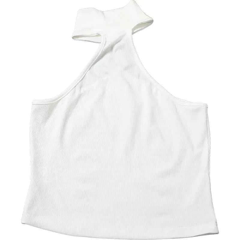 Metal Buckle Decoration Tank Tops Women Turtleneck Off Shoulder Skinny Stretch Street Fashion Wild Style Solid Outfits