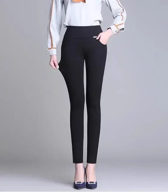 New S-6XL Micro Pants Trousers High Waist Large Size Stretch Tights Women High Waist Straight Pants Work Pants Trousers