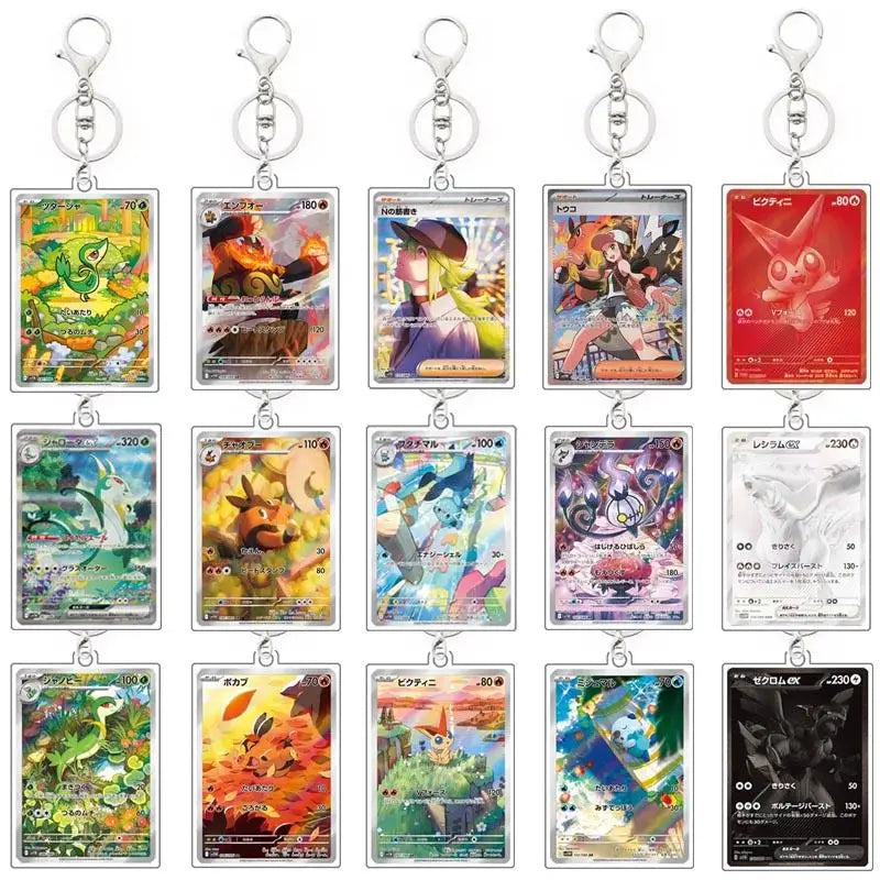 Pokemon PTCG Acrylic Keychain English Version Sv11B W Sar Bwr Reshiram Zekrom Victini N Acrylic Card Keychain Pendant 3.4X5.2Cm