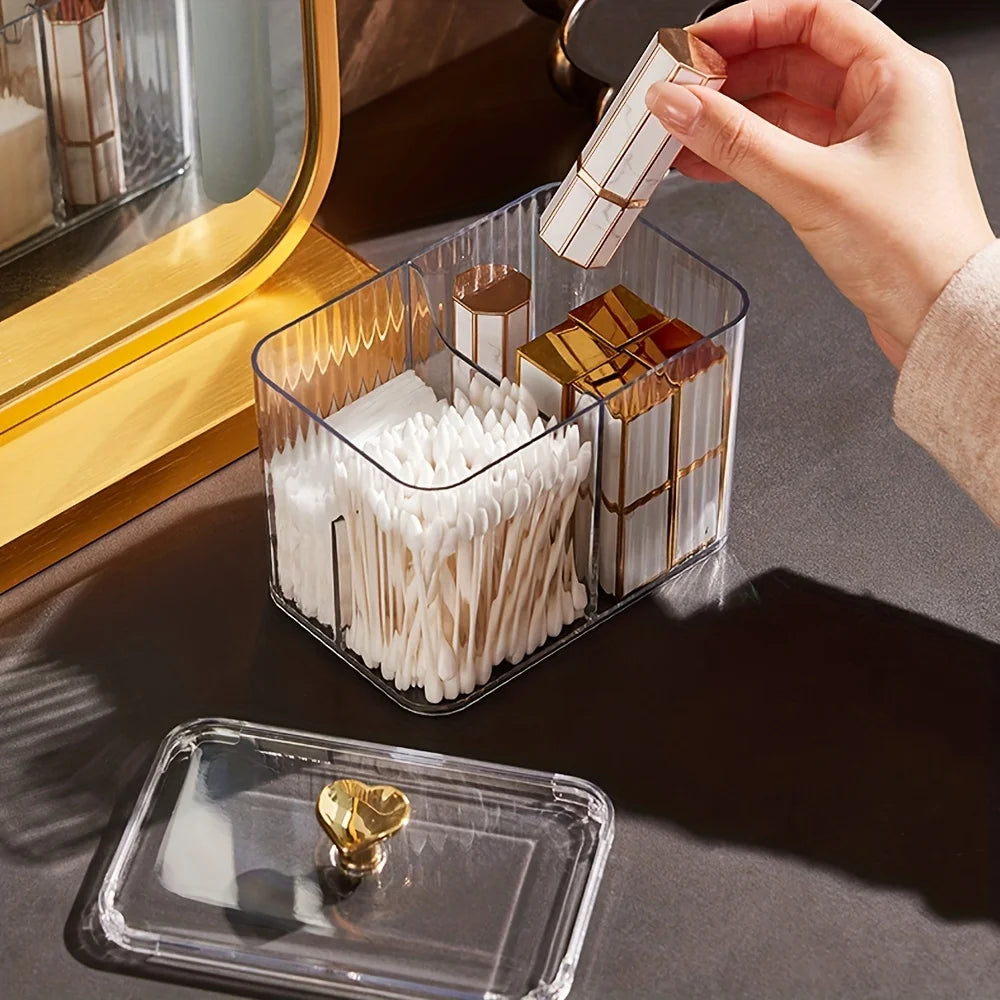 Acrylic Swabs Cosmetic Organizer Storage Box Desktop Dust-Proof Makeup Removal Cotton Lipstick Cosmetics Organization Holder