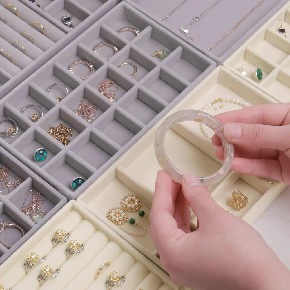 Velvet Jewelry Box Organizer DIY Earring Necklace Ring Jewelry Display Tray Portable Storage Box Jewelry Organizer Display Case