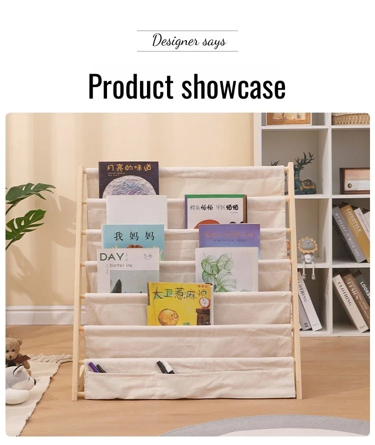 Home Multitier Solid Wood Reading Bookshelf Removable Floor Storage Bookshelf Children's Picture Book Organizer Storage Bookcase