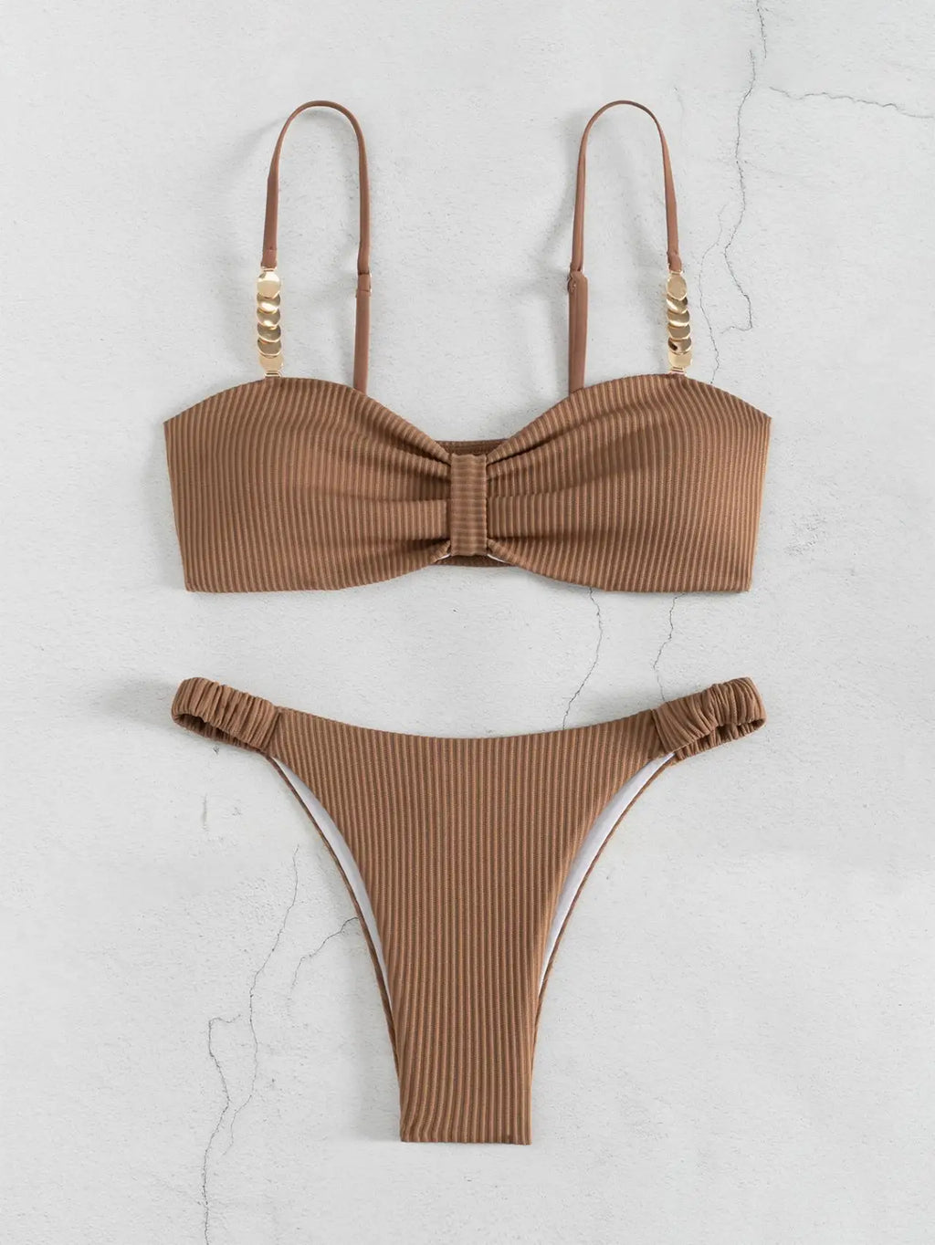 Sexy Front Bow Push Up Bikini Set 2026 Women Metal Strap Hollow Out Bra Pleate Thong Swimsuit Summer Bathing Suit White Swimwear