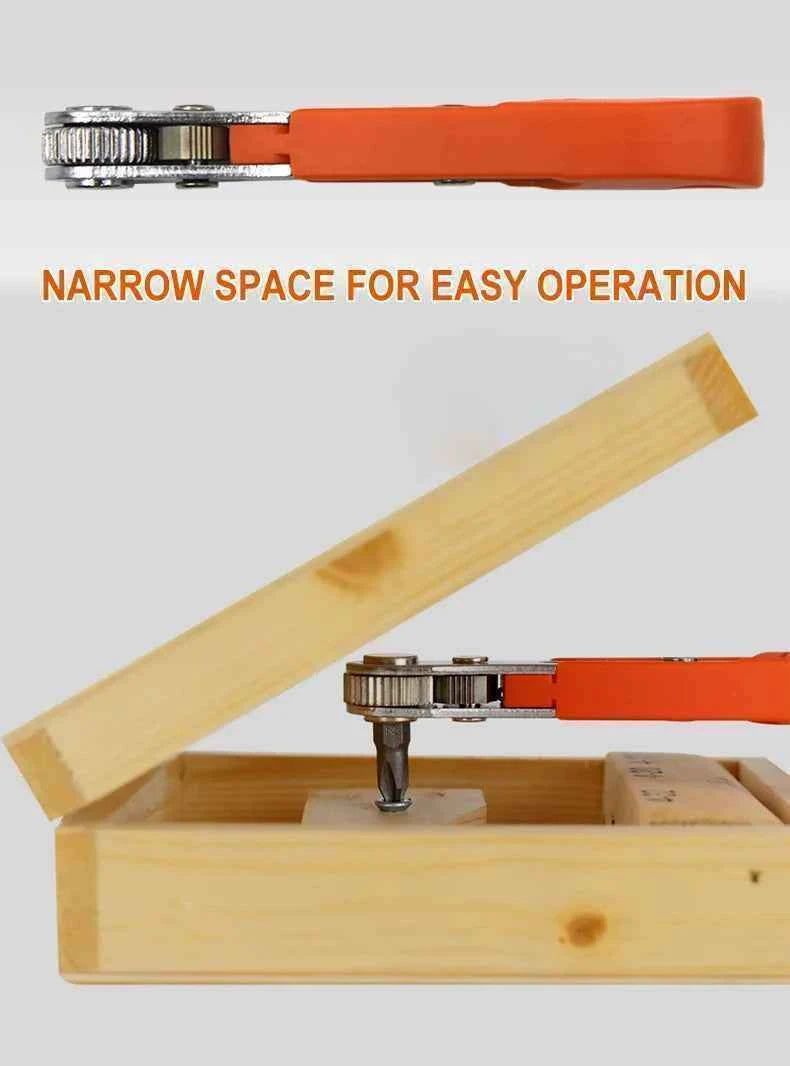 Multifunctional Bidirectional Ratchet Screwdriver Right Angle Magnetic Wrench Cross Shaped Short Screw Orange Tool