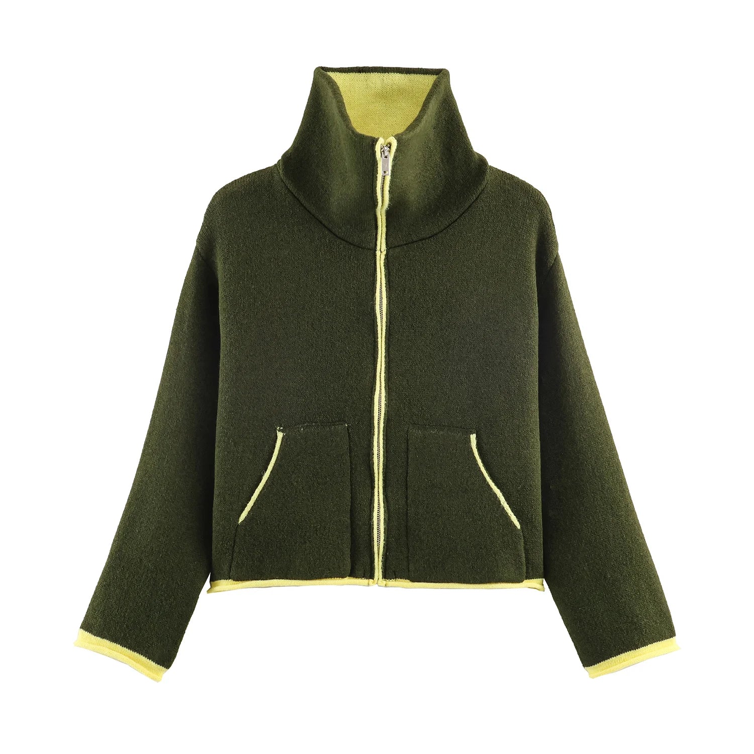 2026 Autumn Casual Jacket Coat Fashion Contrast Color Design Long Sleeve Zipper Jackets For Women Streetwear Casual Outerwear ﻿