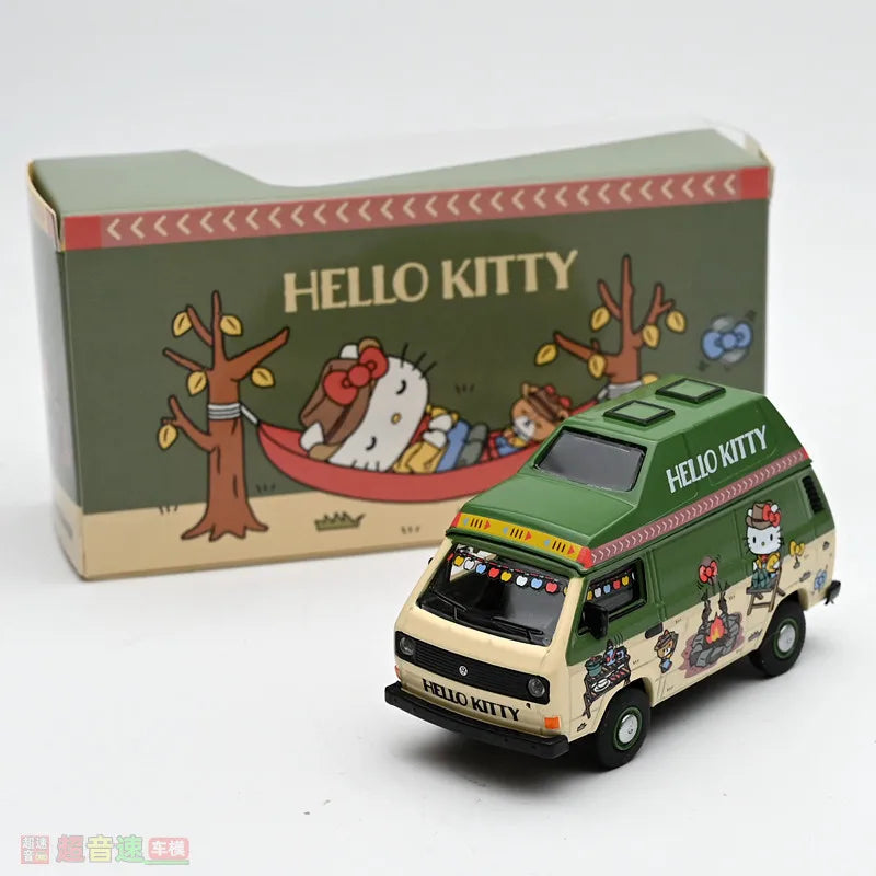 TW 1:64 Volkswagen T3 Van Camping - A realistic static alloy car model, a gift for boys and a collectible display item.