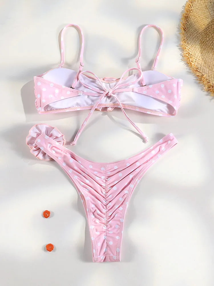 Sexy Bikinis Micro Thongs Swimsuit Women Bathing Suit Rings Biquini Bandage Beachwear Print Swimwear Sexy Bikini Sets With Chain