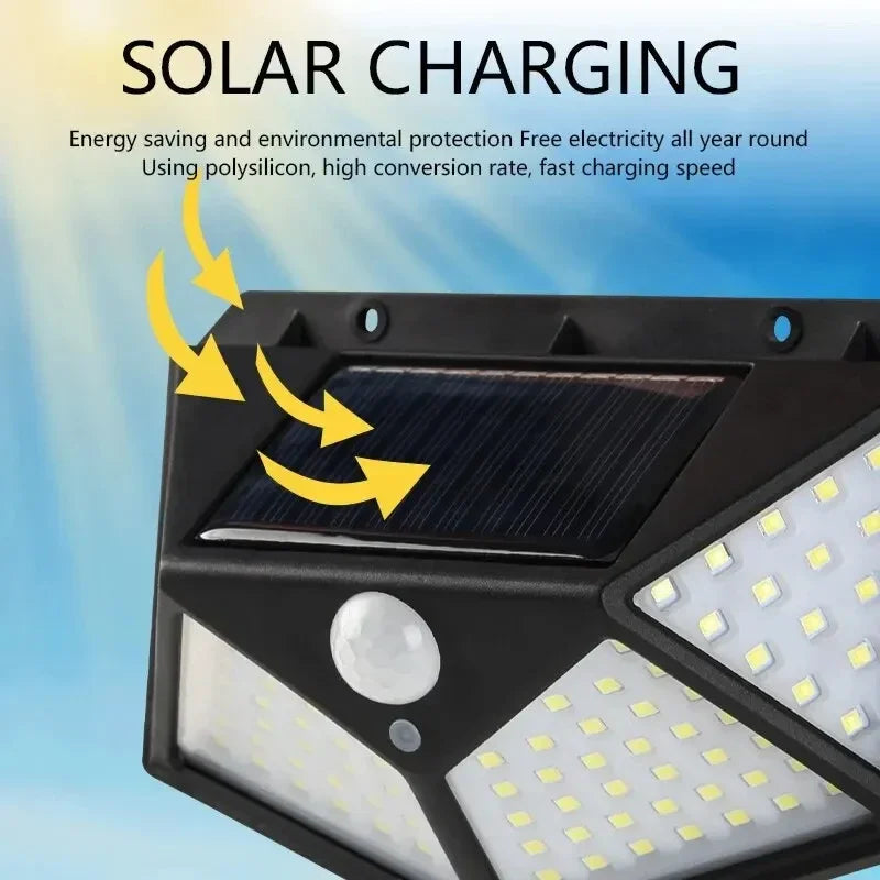 100 LED Solar Powered Outdoor Decorative Wall Light with Motion Sensor and Ip65 Waterproof for Garden Railings and Gazebos