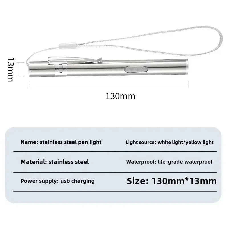 Mini Portable Medical Handheld LED Pen Light Flashlight USB Rechargeable Dental Nurse Flashlight, Rechargeable