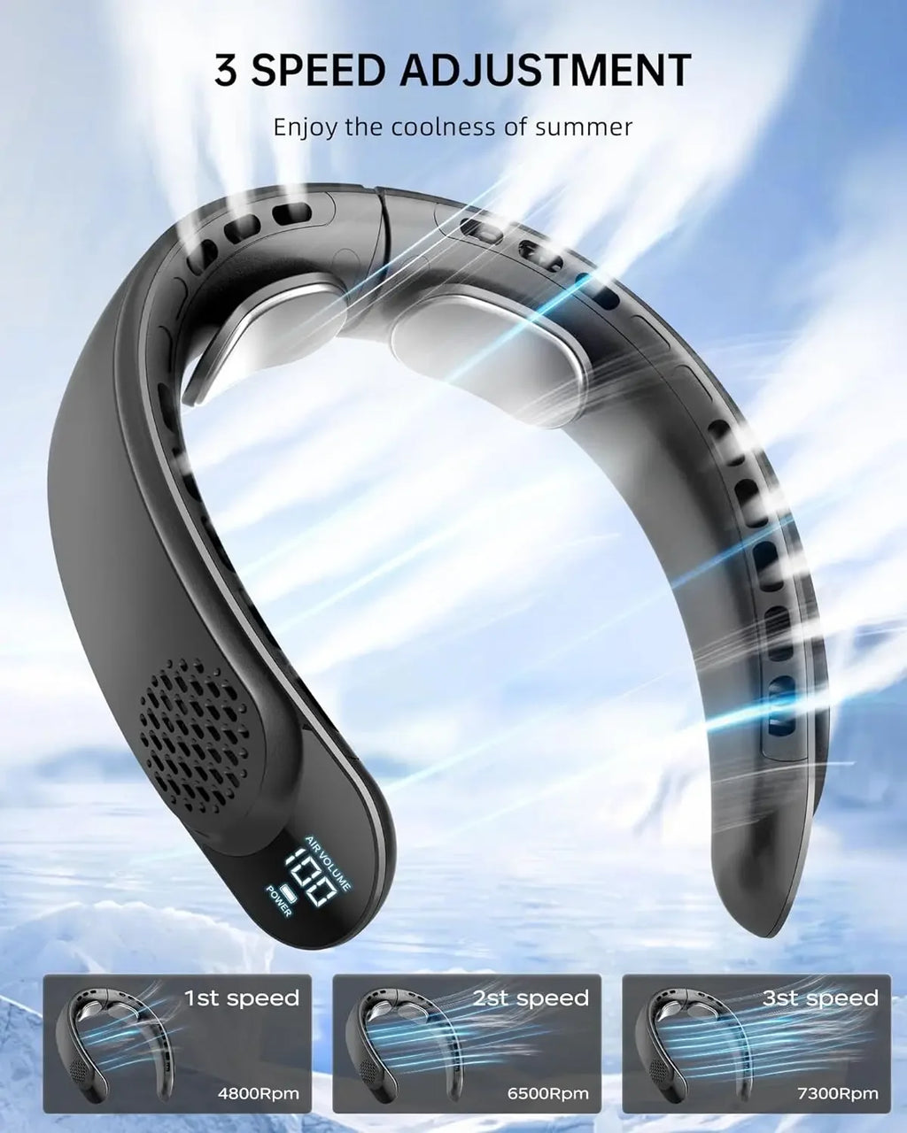 S8 Neck Fan 4 core motors Cooling Rechargeable Air Conditioning Fans Air Cooler 4000mAh Air Conditioner 3 Speed For Sports