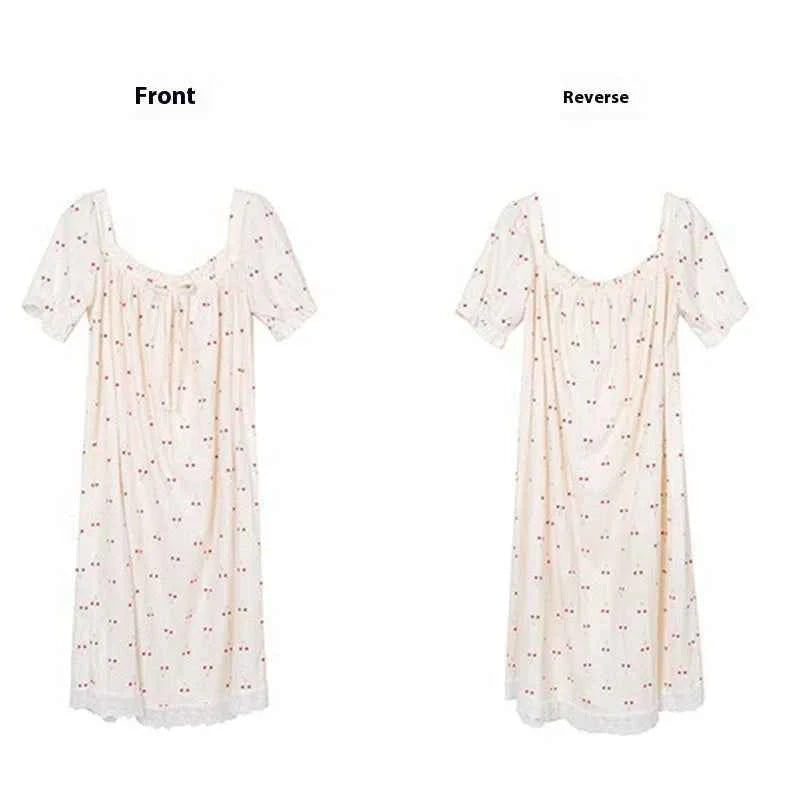 Sexy Nightwear Women Dress Short Sleeve Lace Lace Girl Nightgown Floral Loungewear School Sleepwear Night Sexs Dress Princess