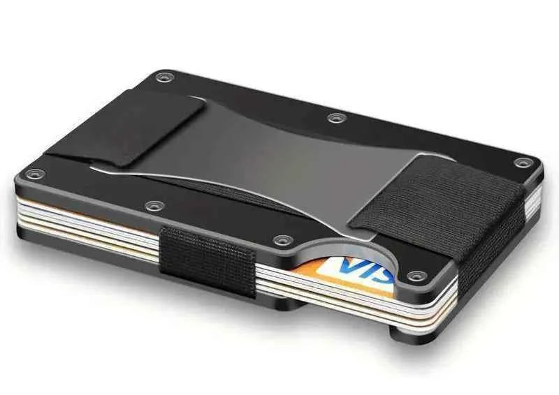 New Slim Fashion RFID Protection Card Holder Men Women Aluminum Wallet Elasticity Back Pouch ID Credit Case Unisex Travel Purse