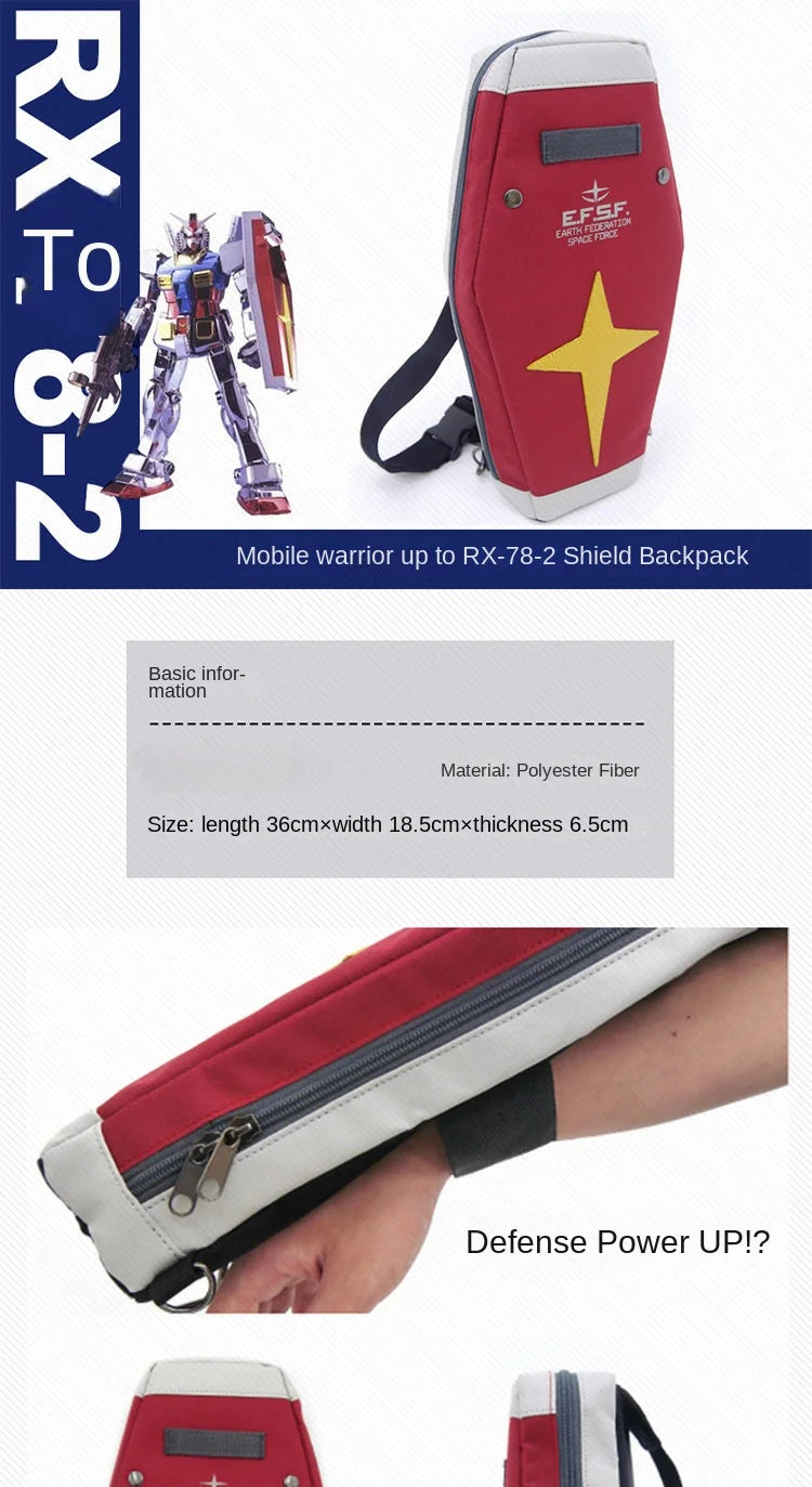 Gundam Mobile Suit Anime Peripheral Federal Army RX-78-2 Shoulder Messenger Bag Student Backpack Sports Outdoor Travel Bag Gift