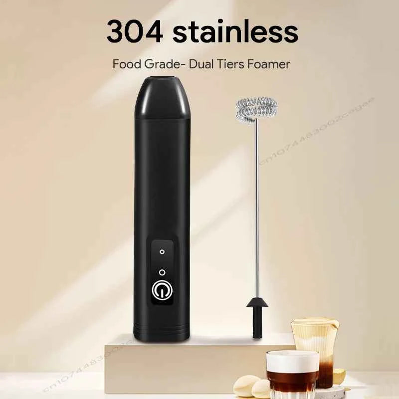 Electric Milk Frother USB Rechargeable Handheld Egg Beater 3 Speeds Foam Maker Mixer Coffee Drink Frothing Wand Foamer Kitchen