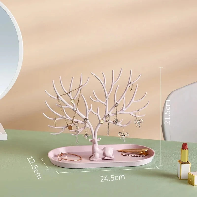 Antler Jewelry Display Stand With Tray Organizer