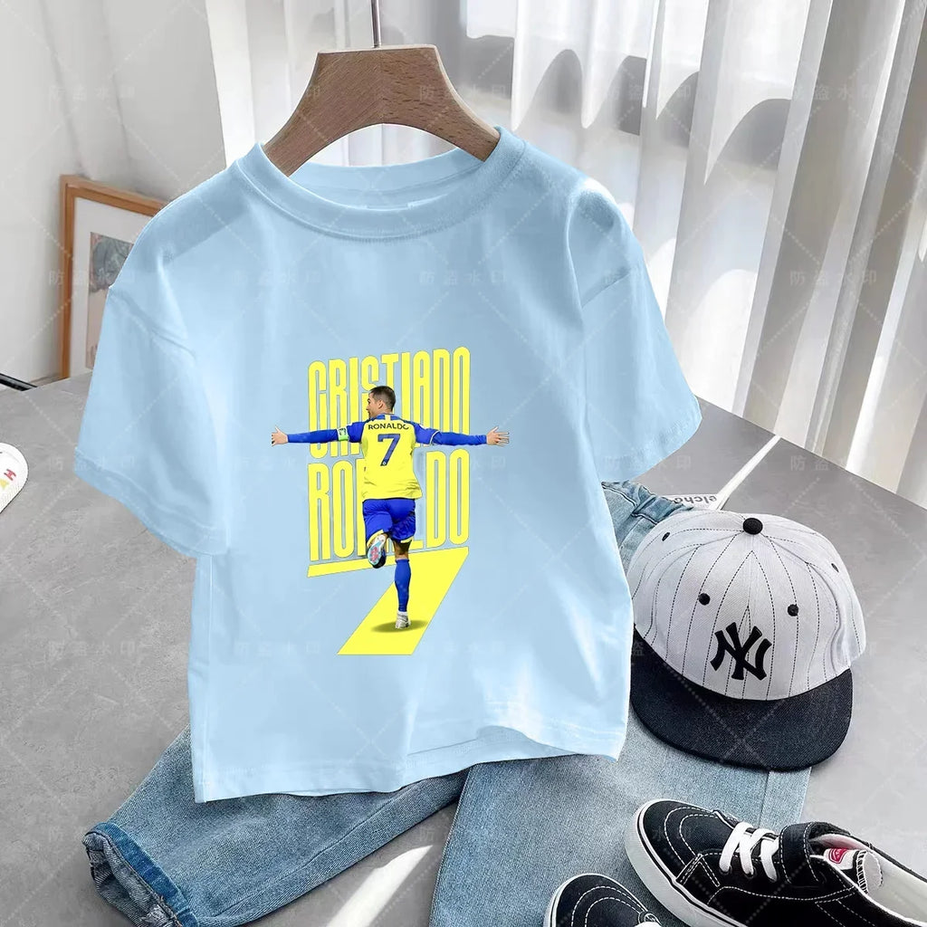 New Summer CR7 Print Cotton Boys Girls T-shirt Cristiano Ronaldo Clothing Fashion Outdoor Casual Fashion Sports Tees Top Tshirt