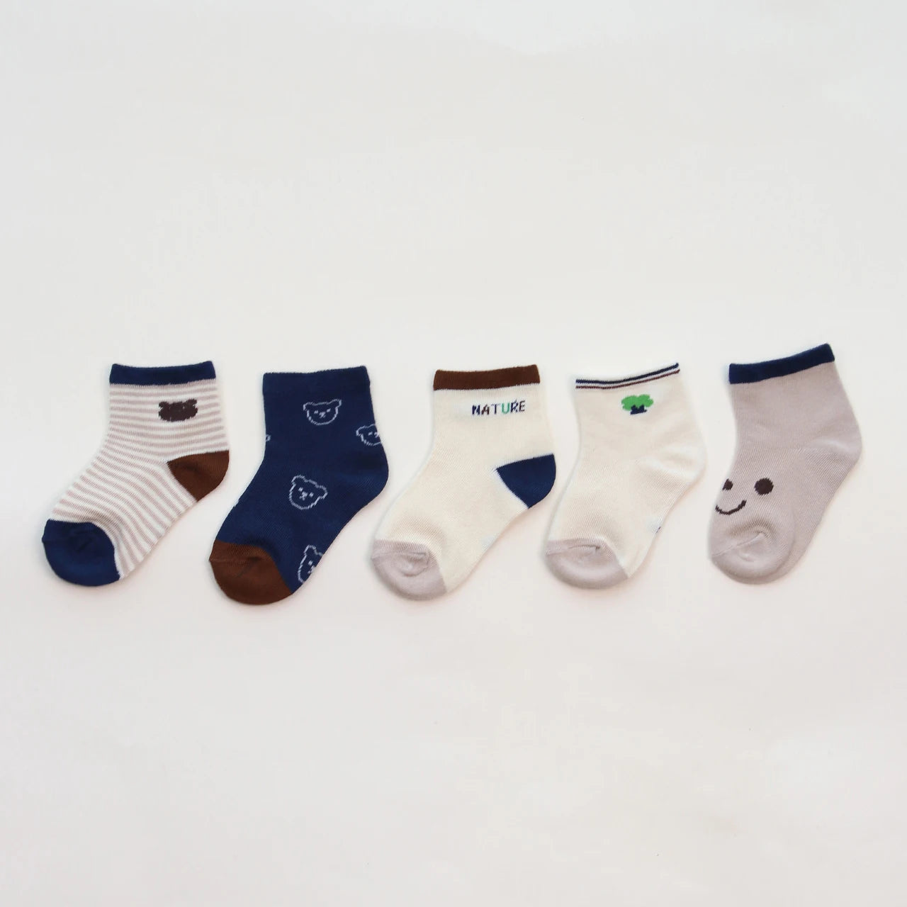 5 Pairs Summer Cotton Socks for Boy Girl Cute Cartoon Thin Breathable Baby Middle Tube Socks Fashion Stripe Kids Socks 0-3 Years
