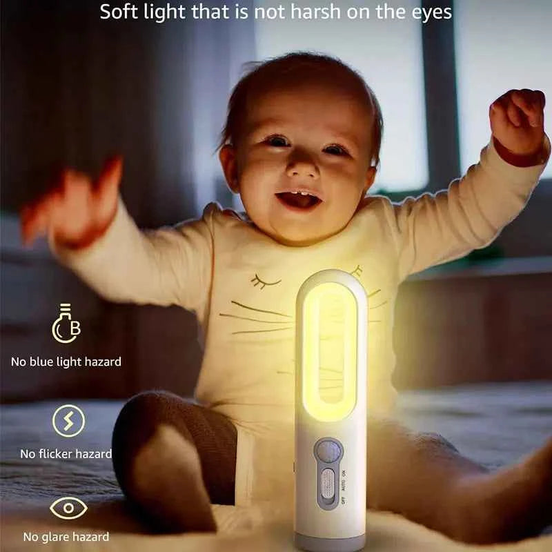 Motion Sensor Night Light Bedroom Bathroom Portable 2 in 1 Flashlight Reading Camping Lighting Baby Feeding Eye Care Bedside Lam