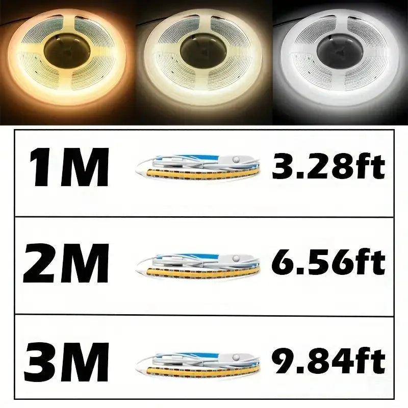 COB LED Strip Lights 5V High Density Linear Lighting Press Switch LED Tape Ribbon Flexible RA90 For Living Room Cabinet Decor
