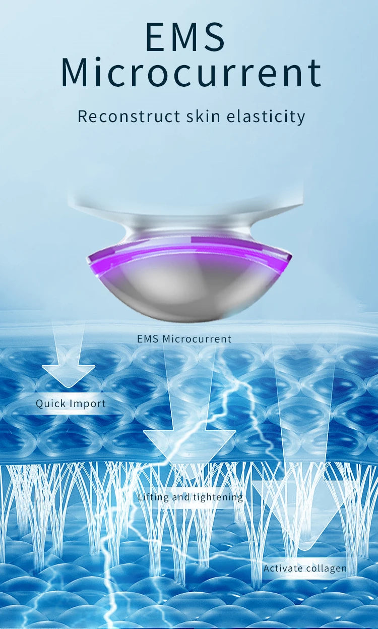 2 in 1 Electric silicone EMS LED 3 Modes Facial Cleansing Brush Introducer Beauty Device Ultrasonic Face Cleaning Massage Tool