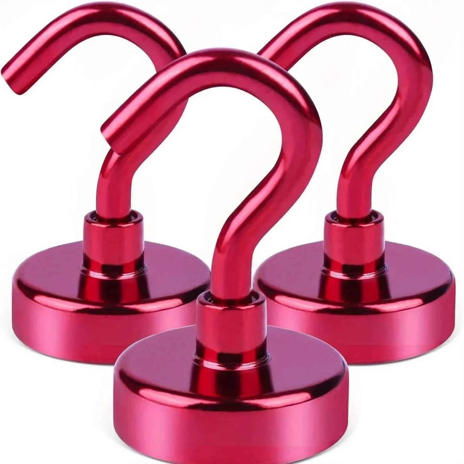 3/6Pcs Magnetic Hooks Heavy Duty, 25 LBS Strong Magnets with Metal Hooks for Refrigerator, Kitchen, Workplace