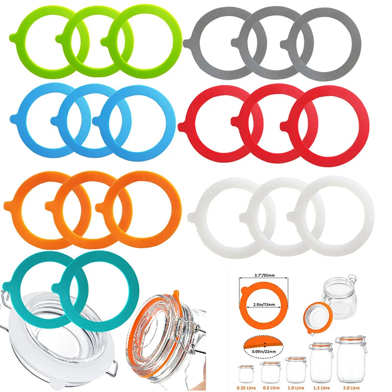 5Pcs Silicone Jar Gaskets Food Storege Jars Replacement Airtight Leak-Proof Rubber Seals Rings Fits Regular Mouth Canning