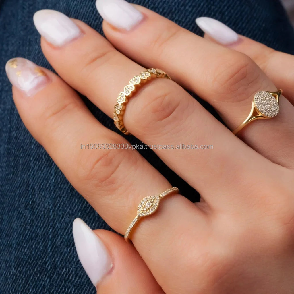925 Sterling Silver Gold Plated Minimalist Stacking Ring Brilliant Cut Moissanite Prong Setting Engagement Anniversary Gift