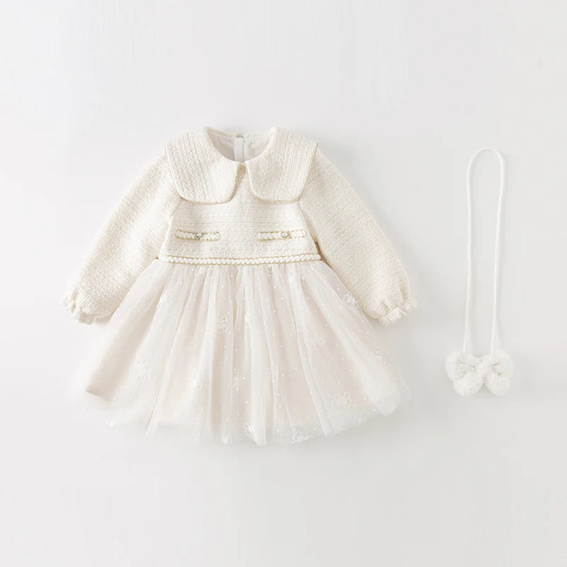 Dave Bella Girl's Dress Children's Autumn Winter Princess Dress Charm Sweet Classy Gentle Fashion Mesh Party DB4237805
