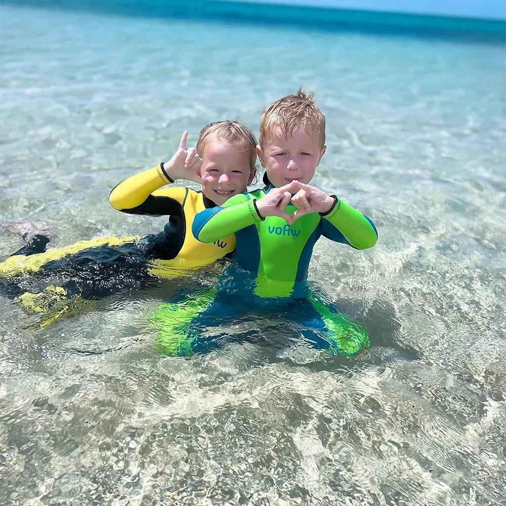 Children's 3mm Neoprene Wetsuit Long Sleeves Back Zipper Snorkeling Swimming Surfing Suit Kid's Swimsuit Water Sports Swimwear