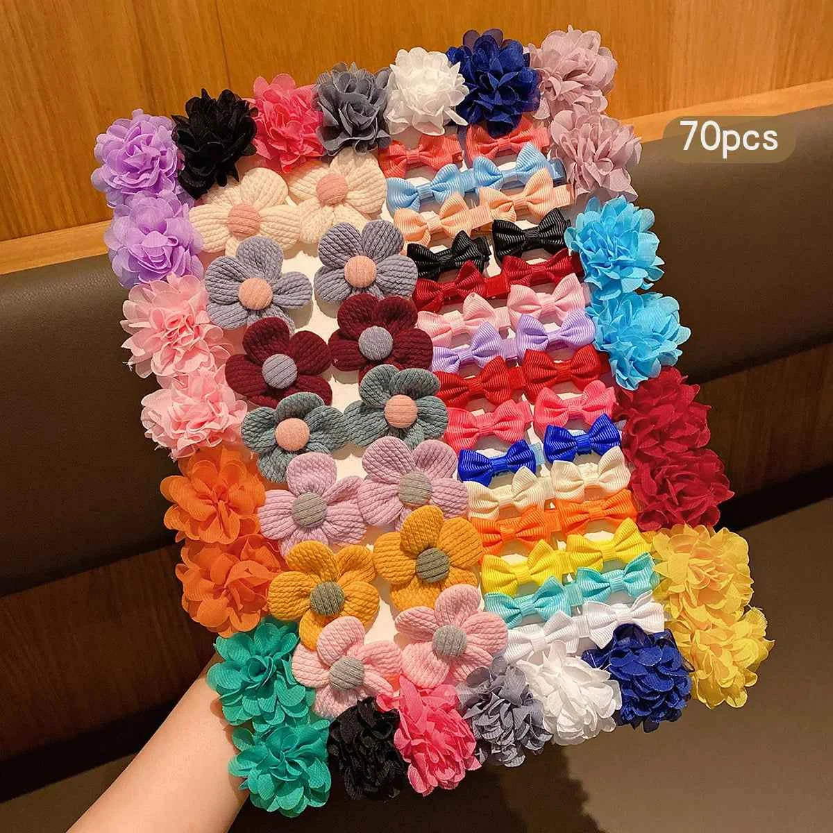 30 colored random bow fabric hair clips suitable for daily use as hair accessories