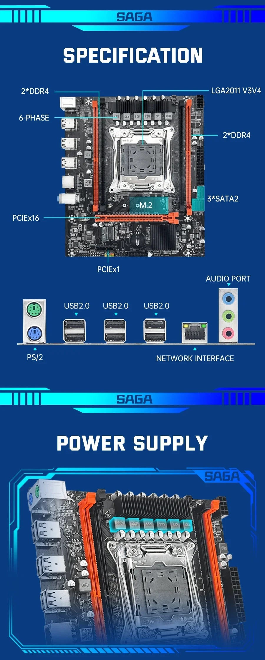 SOYO X99 Motherboard Set Kit With Intel LGA2011-3 Xeon E5 2680 V4 and DDR4 16GB (2*8GB) 2133MHz Dual Channel RAM M.2 NVME