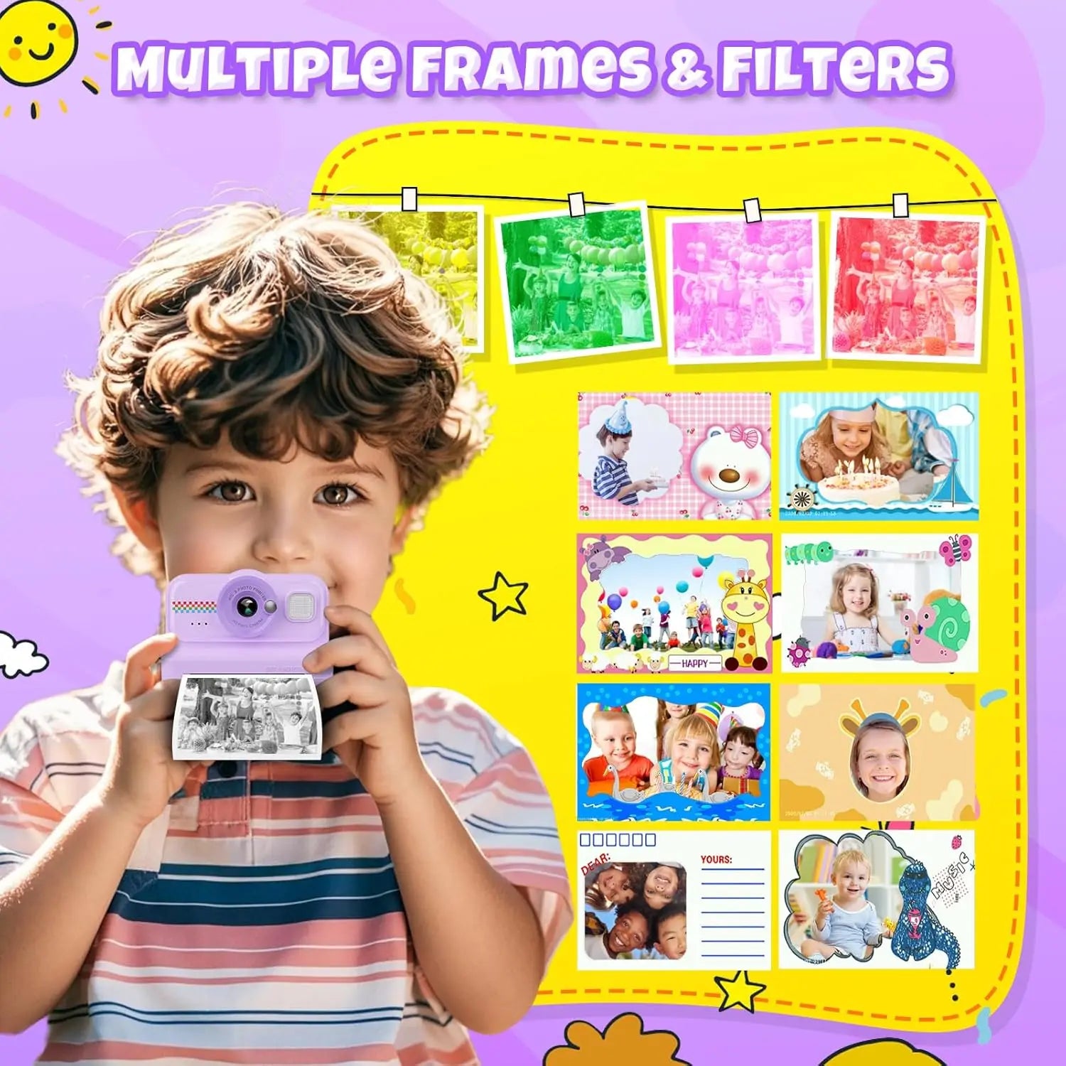 Kids Camera Instant Print, 1080P HD Instant Print Camera for Kids with 3 Rolls Print Paper, Selfie Digital Camera for Kid