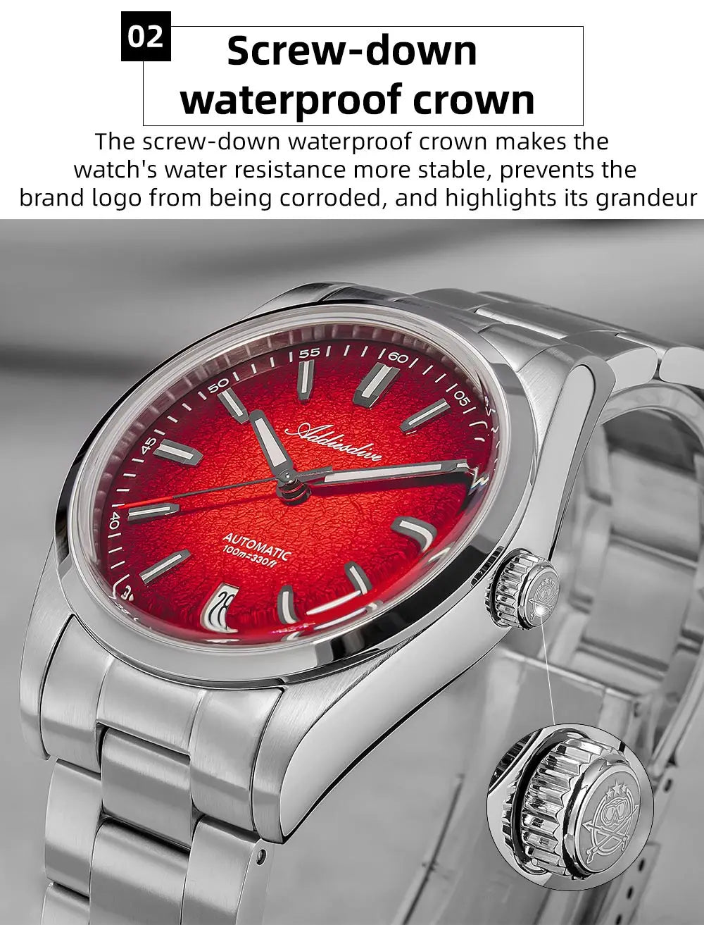 ADDIESDIVE Automatic Watch for Men Dress Mechanical Wristwatch Waterproof 100M Stainless Steel Luxury NH35 Automatic Watches Man